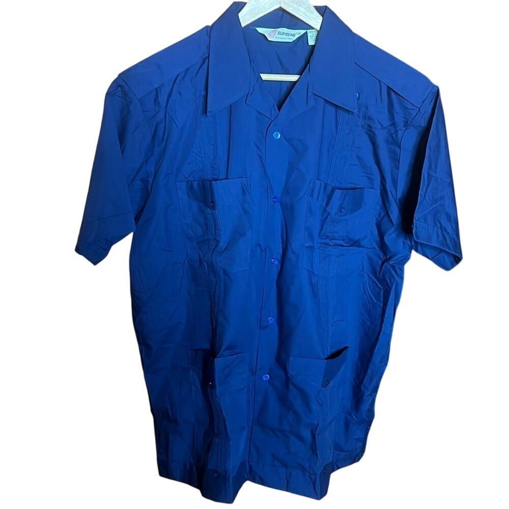 Vintage Supreme Permanent Press Work Shirt Blue Utility Button Down Korea Sz 1X - Picture 3 of 14